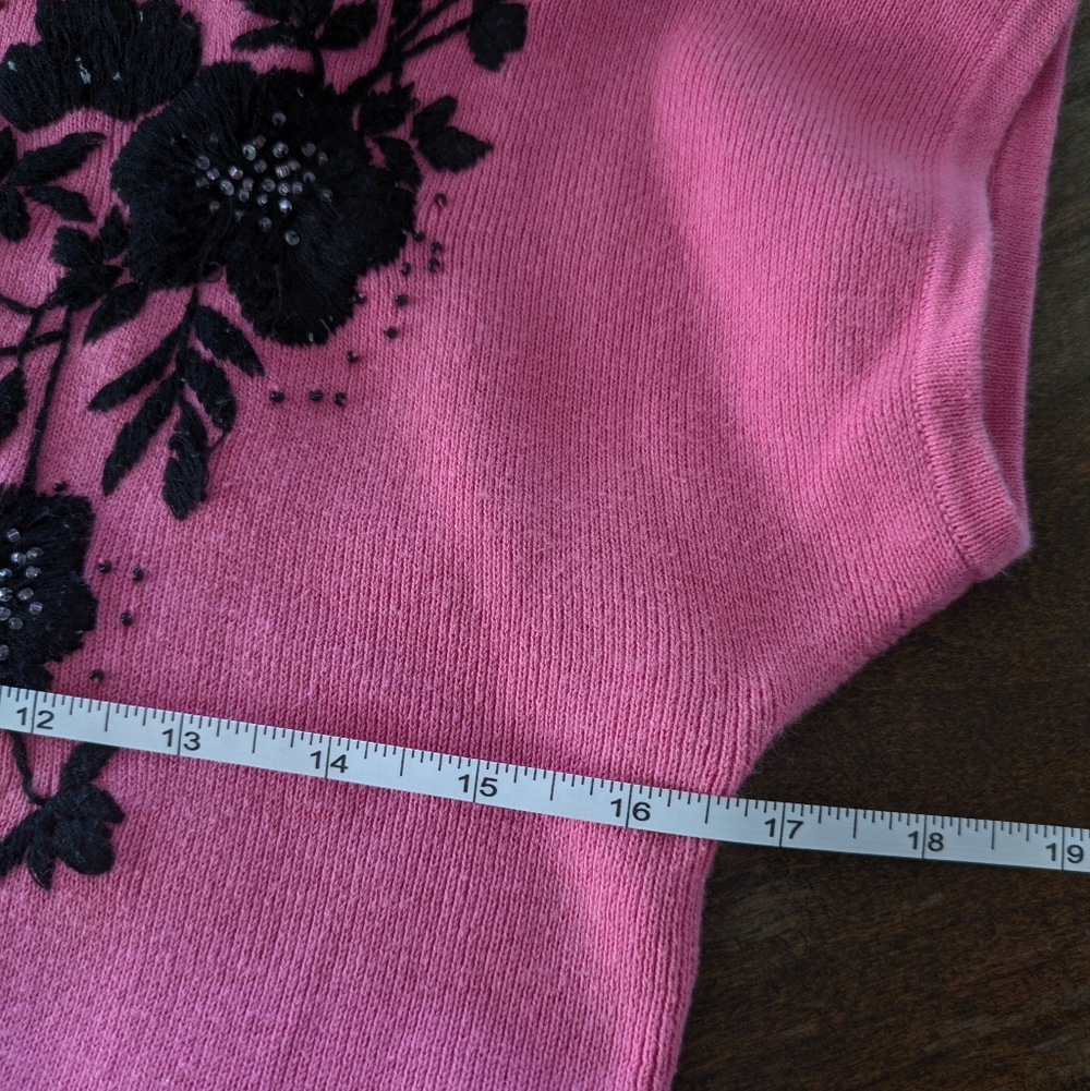Vintage Designers‎ Originals Pink With Black Embroidered Floral Sweater - Picture 4 of 6